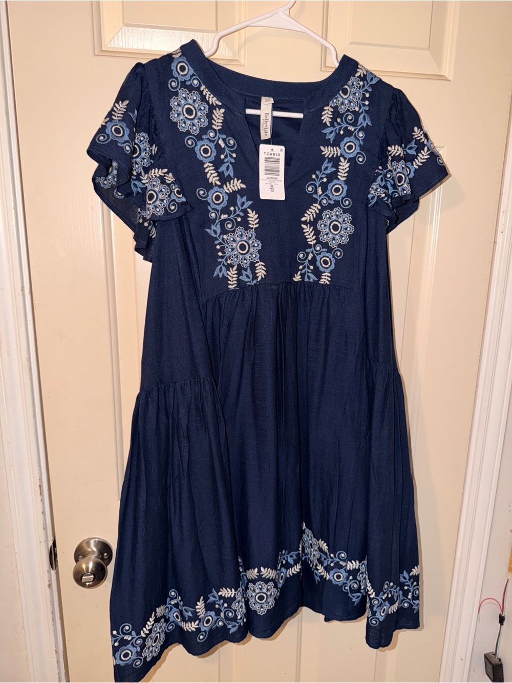 torrid Navy Blue Floral Embroidered Swing Dress